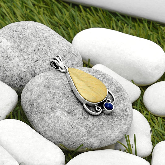 Natural Flint Stone & Lapis Pendant P-1029 SDP116971