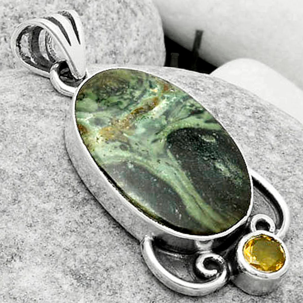 Natural Star Galaxy Jasper & Citrine Pendant P-1029 SDP116973