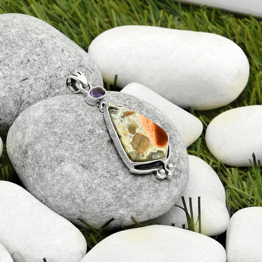 Natural Tabu Jasper & Amethyst Pendant P-1045 SDP116982