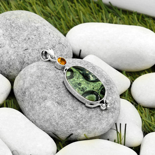 Natural Star Galaxy Jasper & Citrine Pendant P-1045 SDP116985