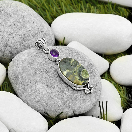 Natural Star Galaxy Jasper & Amethyst Pendant P-1045 SDP116990