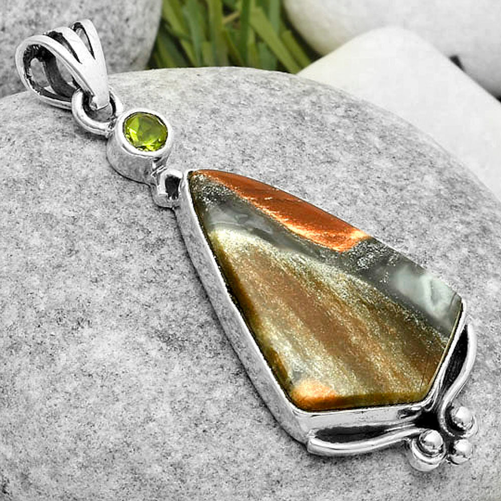 Natural Tabu Jasper & Peridot Pendant P-1045 SDP116997