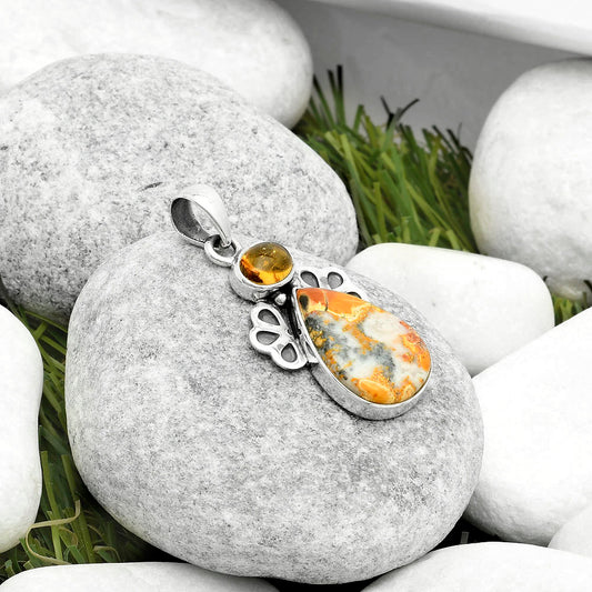 Maligano Jasper - Indonesia & Citrine Pendant P-1576 SDP117011