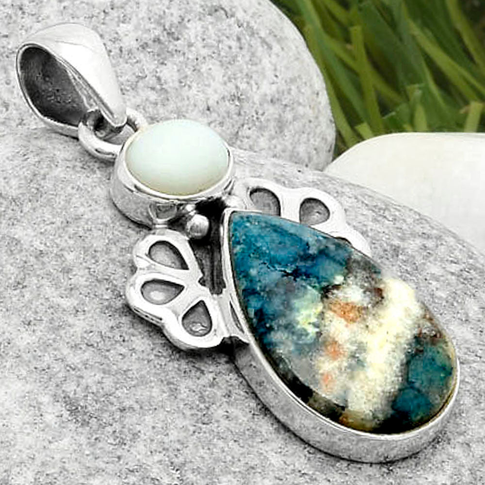 Indian Blanket Jasper & White Opal Pendant P-1576 SDP117013