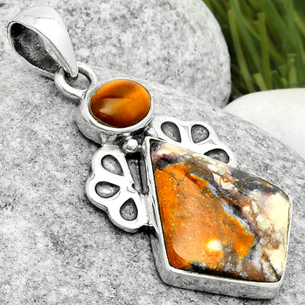 Indian Blanket Jasper & Tiger Eye Pendant P-1576 SDP117020