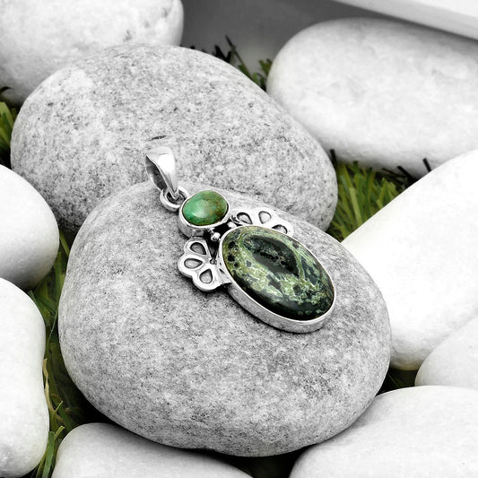 Natural Star Galaxy Jasper & Turquoise Pendant P-1576 SDP117041