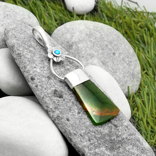 Natural Chrome Chalcedony & Fire Opal Pendant P-1583 SDP117135