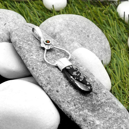 Snow Flake Obsidian & Black Ethiopian Opal Pendant P-1583 SDP117144