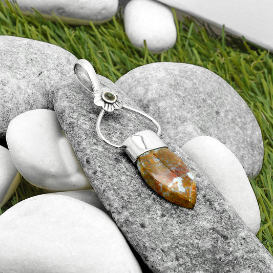 Red Moss Agate & Black Ethiopian Opal Pendant P-1583 SDP117151