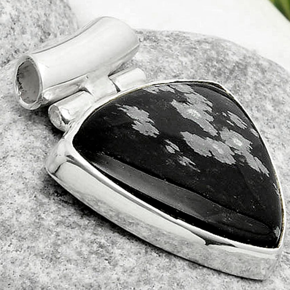 Natural Snow Flake Obsidian Pendant P-1621 SDP117164