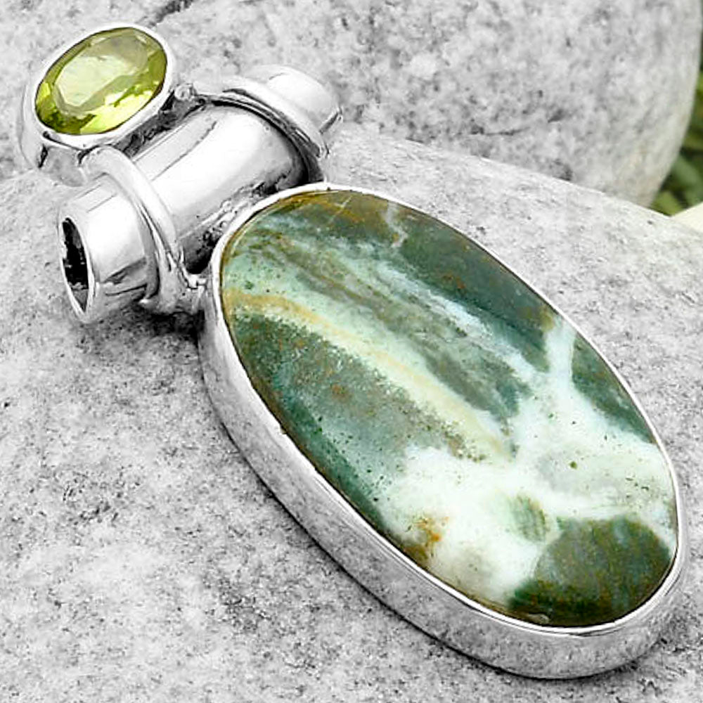 Natural Larsonite Jasper & Peridot Pendant P-1159 SDP117214