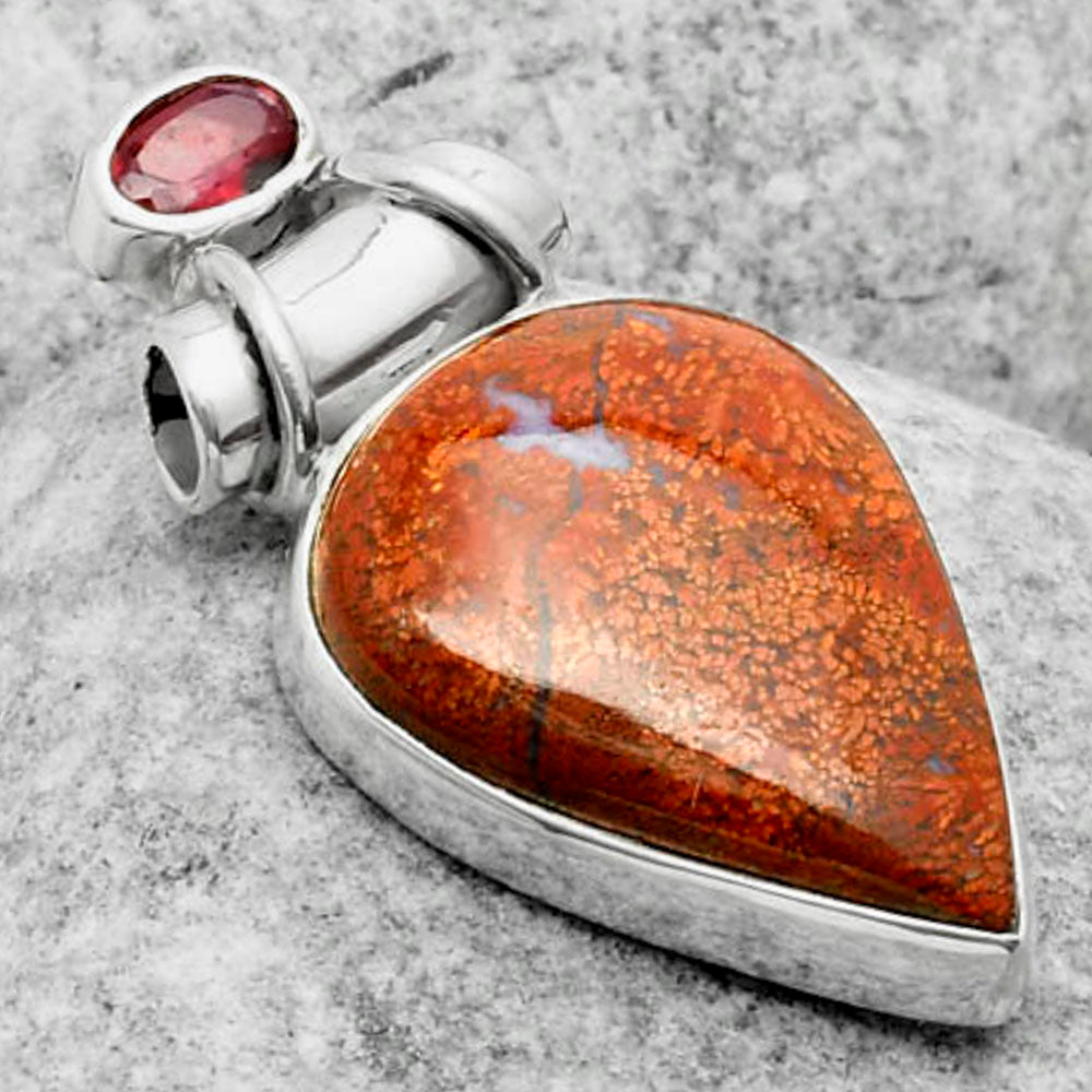 Natural Red Moss Agate & Garnet Pendant P-1159 SDP117234