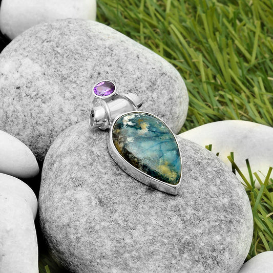 Blue Scheelite - Turkey & Amethyst Pendant P-1159 SDP117240