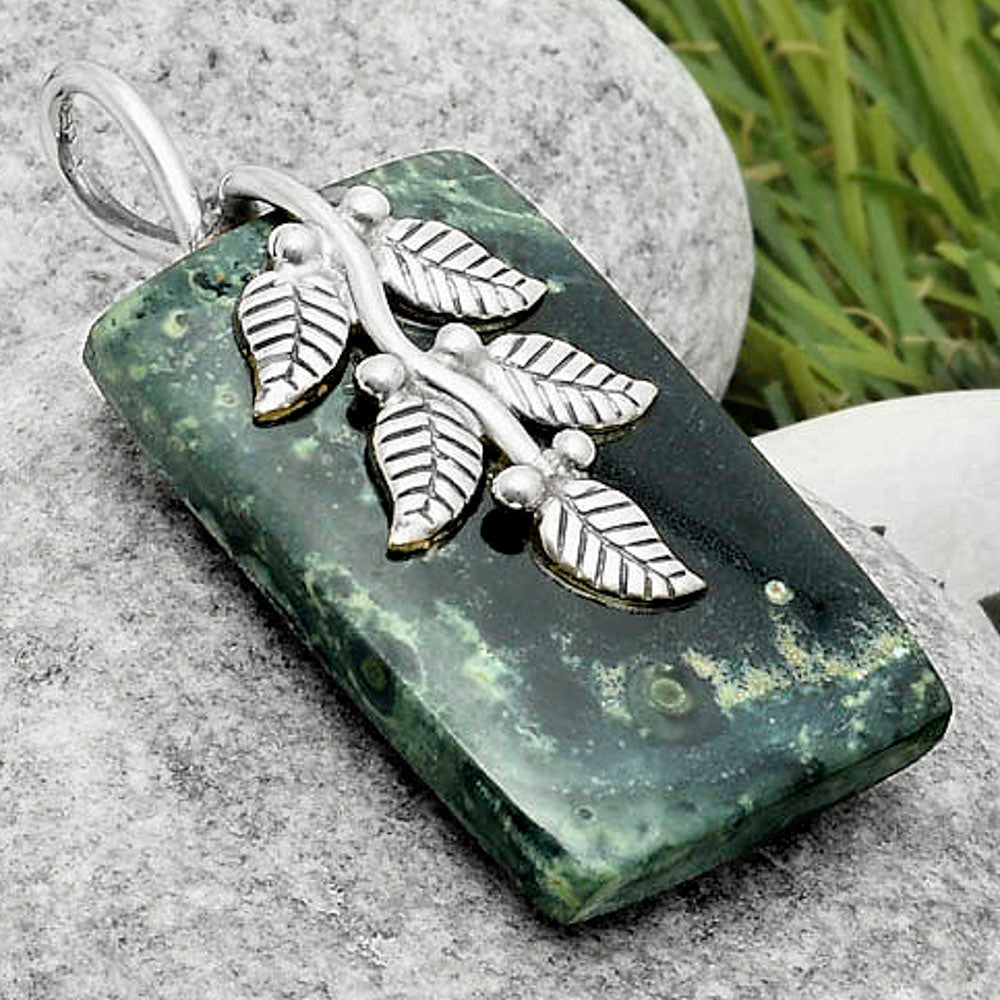 Leaves - Natural Star Galaxy Jasper Pendant P-1291 SDP117262