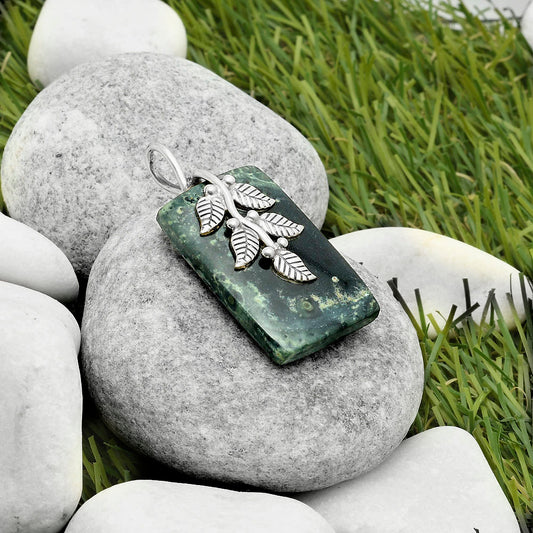 Leaves - Natural Star Galaxy Jasper Pendant P-1291 SDP117262
