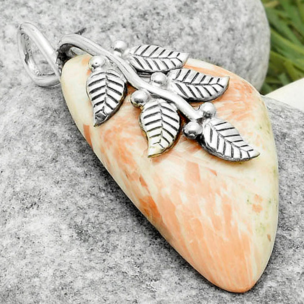Leaves - Orange Scolecite - India Pendant P-1291 SDP117276