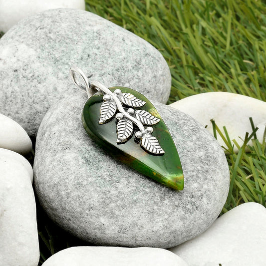 Leaves - Natural Chrome Chalcedony Pendant P-1291 SDP117281