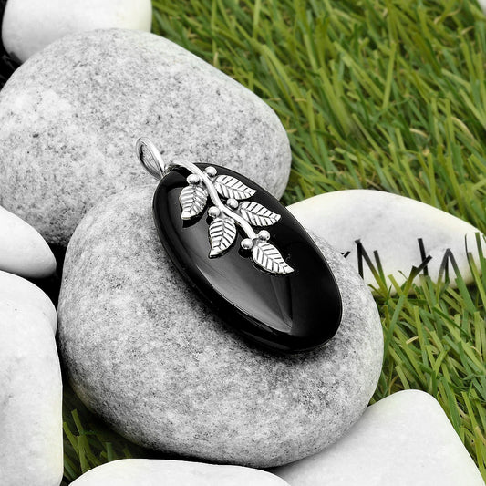 Leaves - Natural Black Onyx - Brazil Pendant P-1291 SDP117284