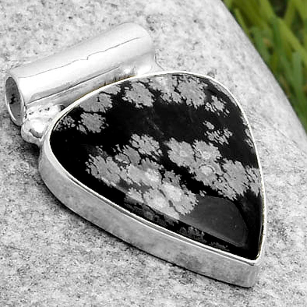 Natural Snow Flake Obsidian Pendant P-1259 SDP117429