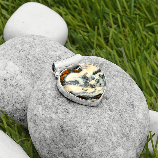 Heart Natural Indian Blanket Jasper Pendant P-1259 SDP117438