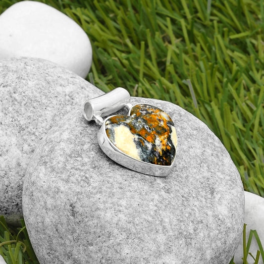 Heart Natural Indian Blanket Jasper Pendant P-1259 SDP117443