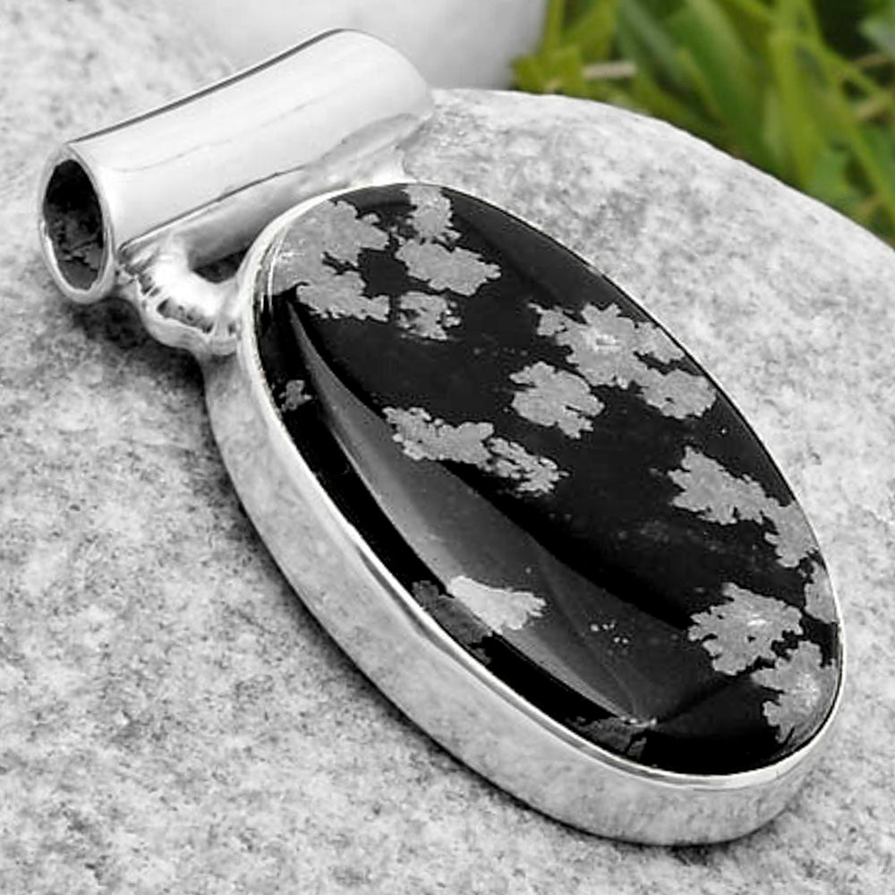 Natural Snow Flake Obsidian Pendant P-1259 SDP117450