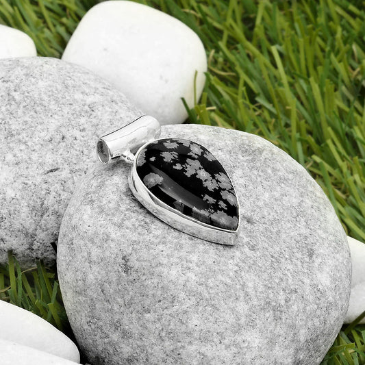 Natural Snow Flake Obsidian Pendant P-1259 SDP117459