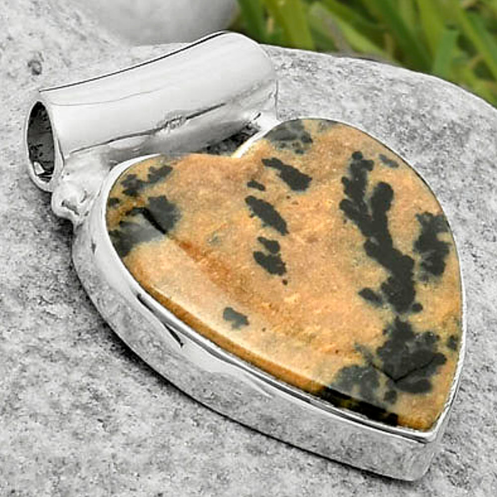Heart Russian Honey Dendrite Opal Pendant P-1259 SDP117463