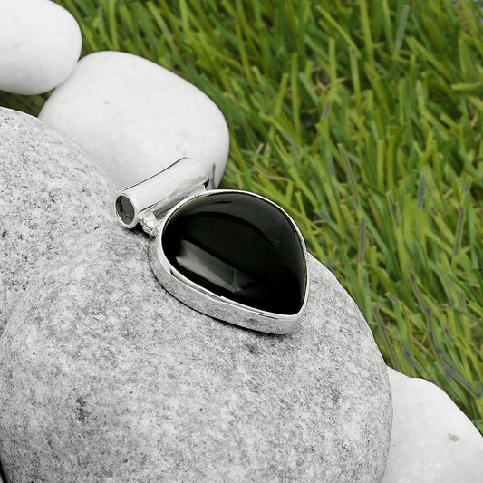 Natural Black Onyx - Brazil Pendant P-1259 SDP117475