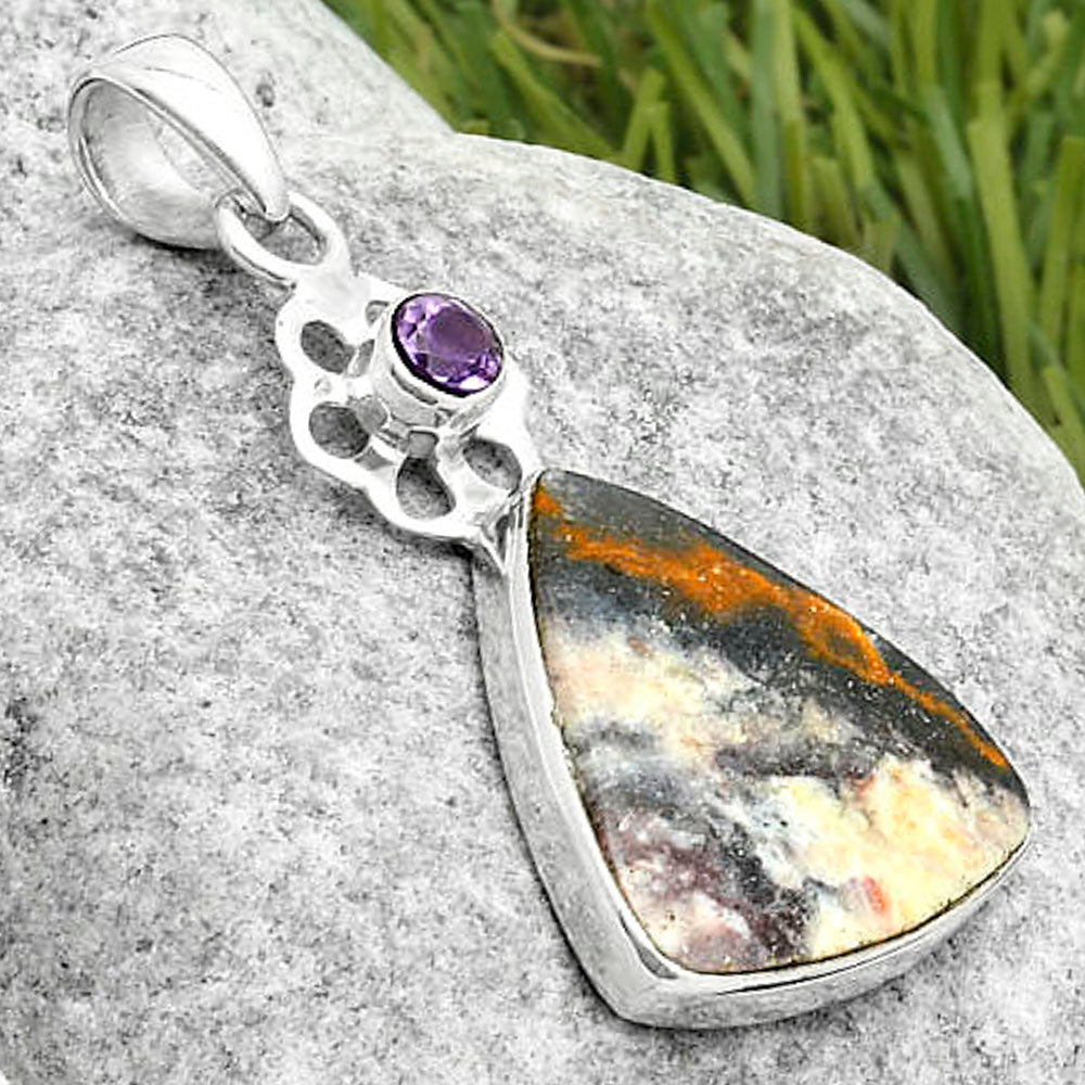 Indian Blanket Jasper & Amethyst Pendant P-1634 SDP117633