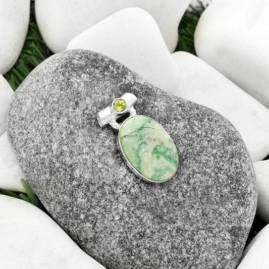 Natural Larsonite Jasper & Peridot Pendant P-1300 SDP117751