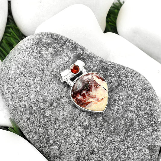 Natural Indian Blanket Jasper & Garnet Pendant P-1300 SDP117784