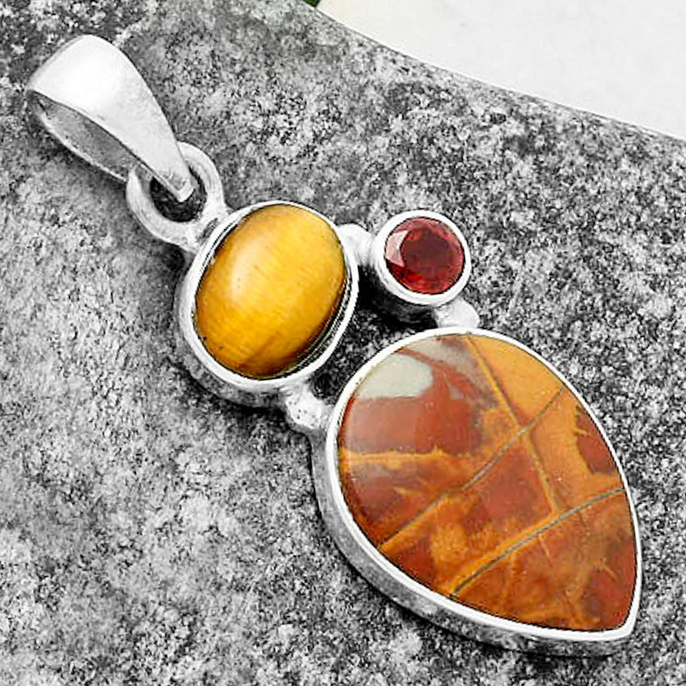 Noreena Jasper, Tiger Eye & Garnet Pendant P-1203 SDP118084