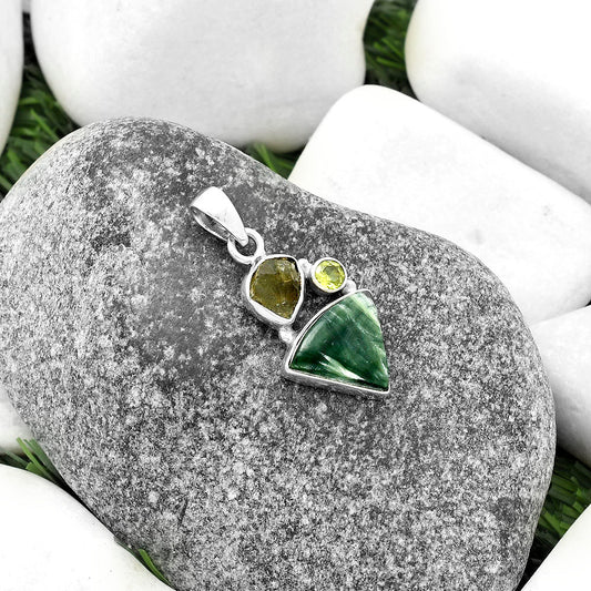 Russian Seraphinite, Kornerupine & Peridot Pendant P-1203 SDP118100