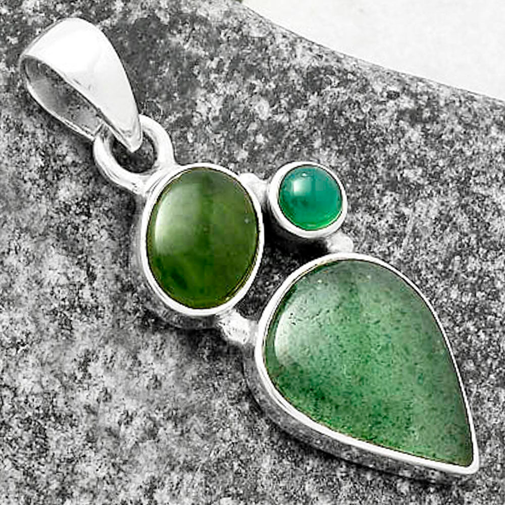 Green Aventurine, Chrome Chalcedony & Peridot Pendant P-1203 SDP118119