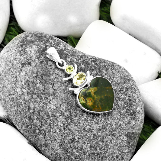 Heart Chrome Chalcedony, Citrine & Peridot Pendant P-1593 SDP118127