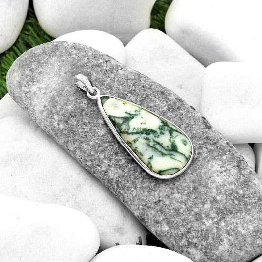 Natural Tree Weed Moss Agate - India Pendant P-1001 SDP118336