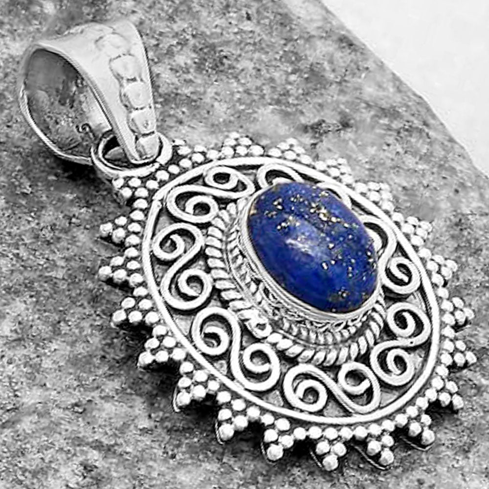 Filigree Natural Lapis Afghanistan Pendant P-1214 SDP118651