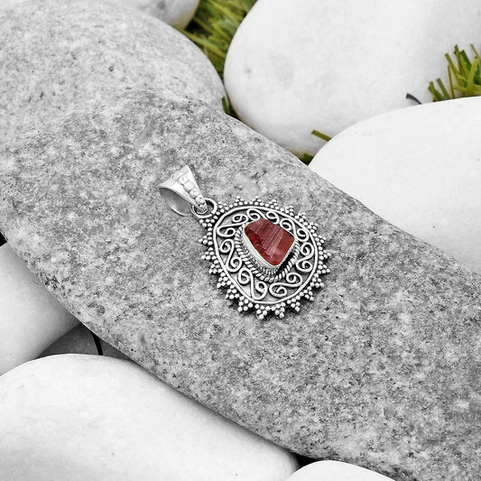 Filigree - Pink Tourmaline Rough Pendant P-1214 SDP118660