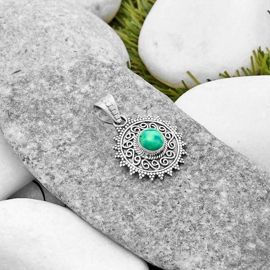 Filigree Natural Turquoise Magnesite Pendant P-1214 SDP118671