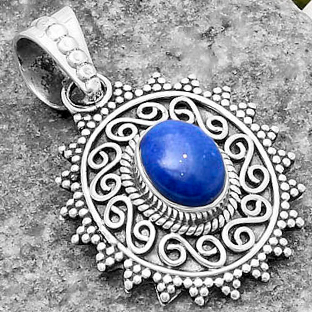 Filigree Natural Lapis Afghanistan Pendant P-1214 SDP118679