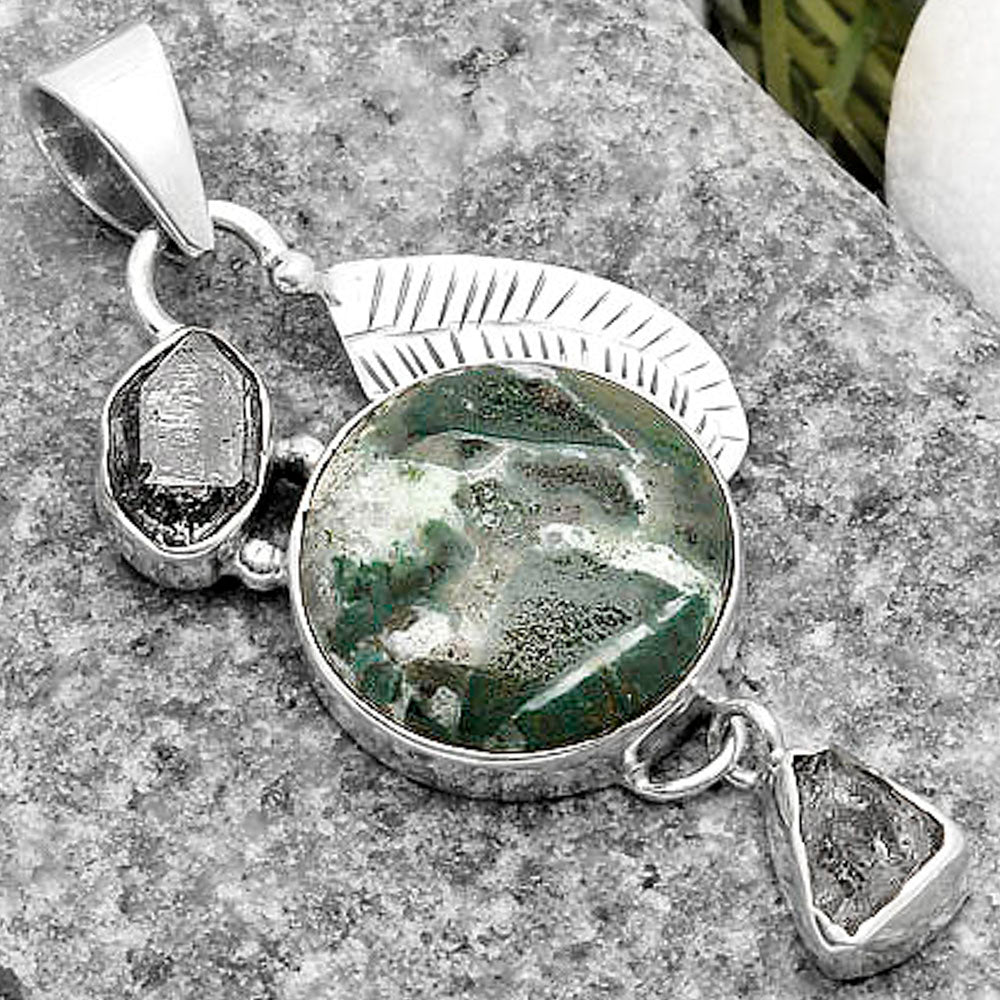 Larsonite Jasper & Herkimer Diamond Pendant P-1414 SDP118751