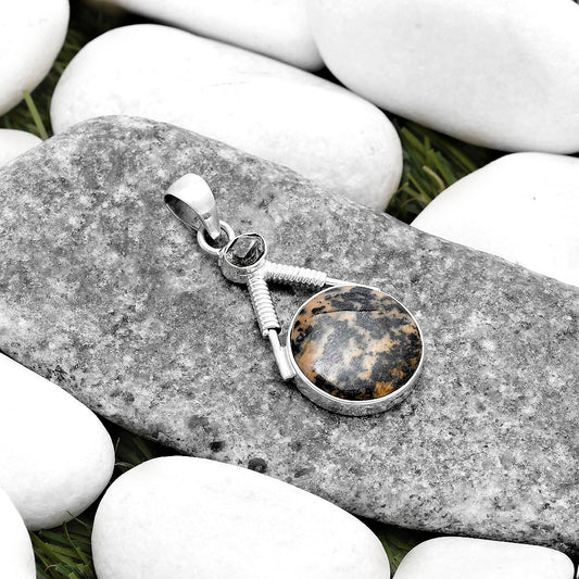 Russian Honey Dendrite Opal & Herkimer Diamond Pendant P-1600 SDP119538