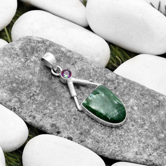 Russian Seraphinite & Mystic Topaz Pendant P-1600 SDP119541