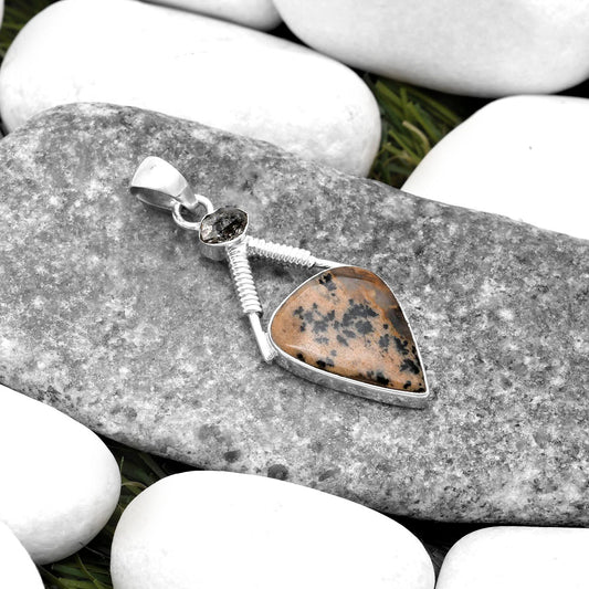 Russian Honey Dendrite Opal & Herkimer Diamond Pendant P-1600 SDP119543