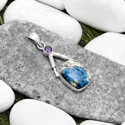 K2 Blue Azurite In Quartz & Amethyst Pendant P-1600 SDP119545