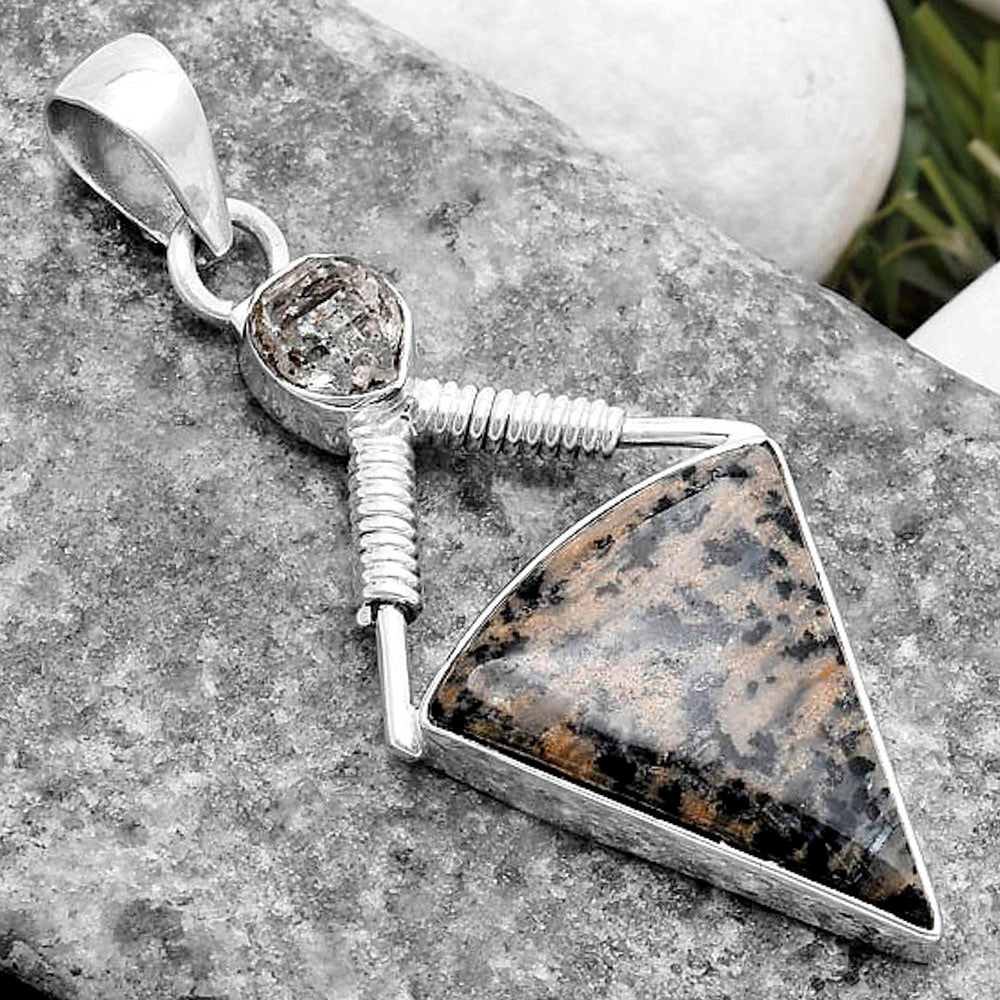 Russian Honey Dendrite Opal & Herkimer Diamond Pendant P-1600 SDP119546