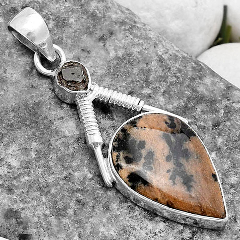 Russian Honey Dendrite Opal & Herkimer Diamond Pendant P-1600 SDP119573