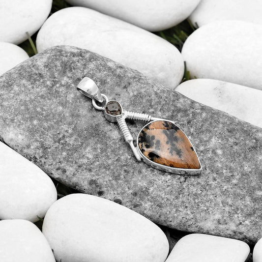 Russian Honey Dendrite Opal & Herkimer Diamond Pendant P-1600 SDP119573