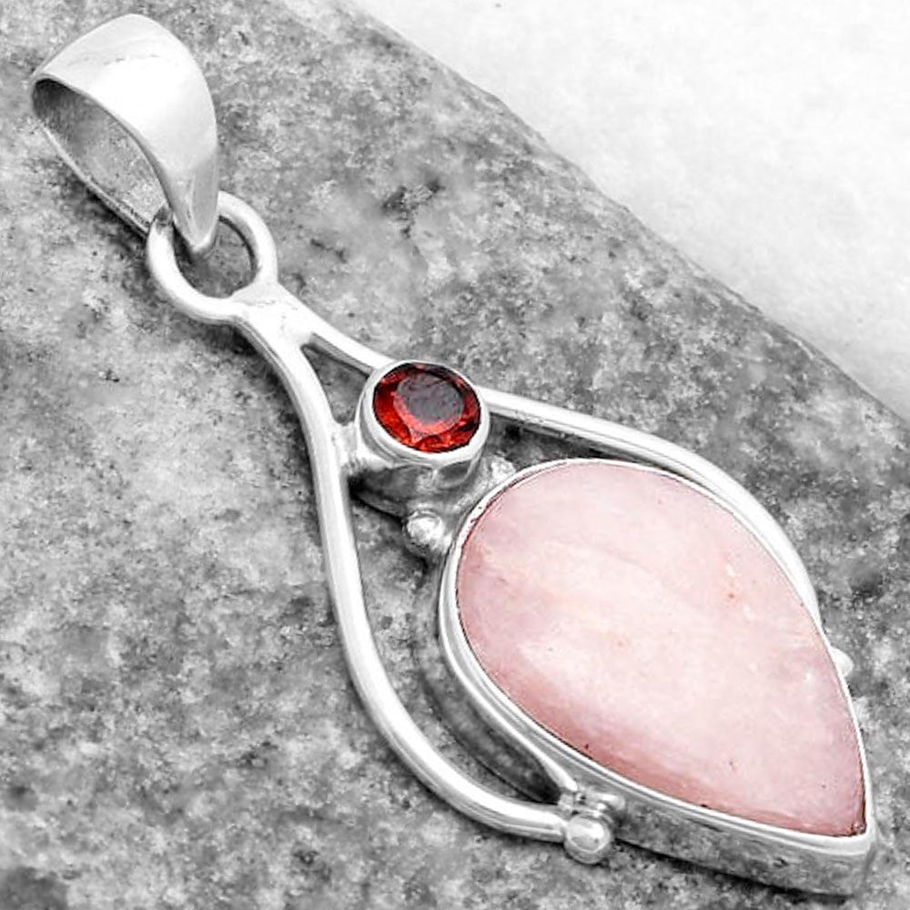 Natural Pink Scolecite & Garnet Pendant P-1575 SDP119636